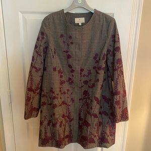 Embroidered Plaid Midi Coat